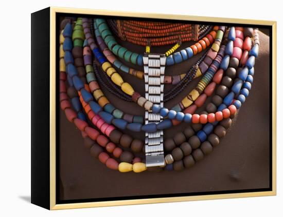 Close-Up of Bead Necklaces of a Hamer Woman, Turmi, Omo Region, Ethiopia, Africa-Carlo Morucchio-Framed Premier Image Canvas