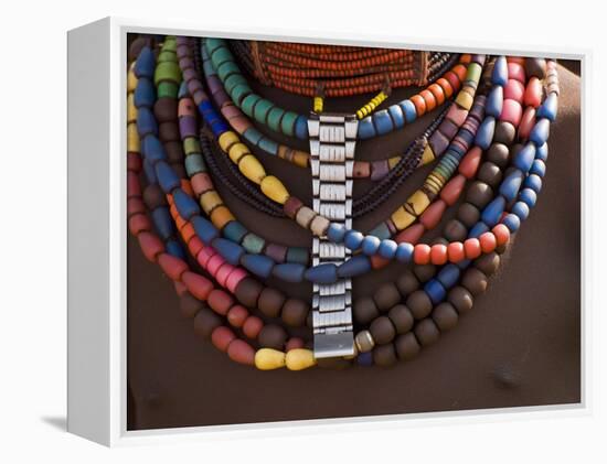 Close-Up of Bead Necklaces of a Hamer Woman, Turmi, Omo Region, Ethiopia, Africa-Carlo Morucchio-Framed Premier Image Canvas