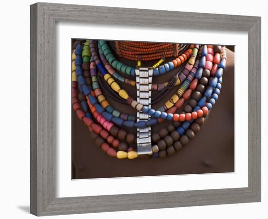 Close-Up of Bead Necklaces of a Hamer Woman, Turmi, Omo Region, Ethiopia, Africa-Carlo Morucchio-Framed Photographic Print