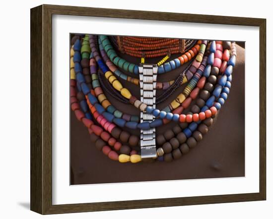 Close-Up of Bead Necklaces of a Hamer Woman, Turmi, Omo Region, Ethiopia, Africa-Carlo Morucchio-Framed Photographic Print