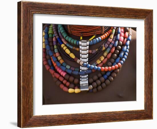 Close-Up of Bead Necklaces of a Hamer Woman, Turmi, Omo Region, Ethiopia, Africa-Carlo Morucchio-Framed Photographic Print