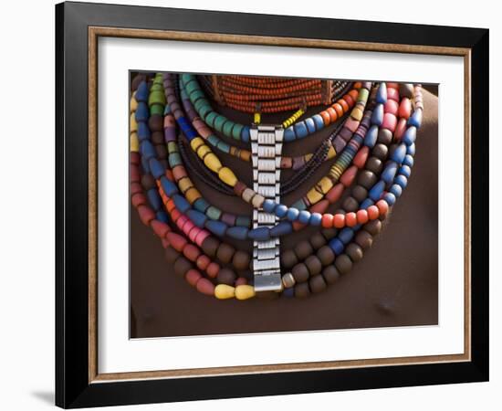 Close-Up of Bead Necklaces of a Hamer Woman, Turmi, Omo Region, Ethiopia, Africa-Carlo Morucchio-Framed Photographic Print