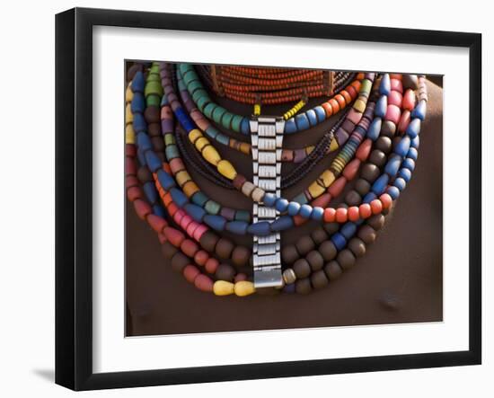 Close-Up of Bead Necklaces of a Hamer Woman, Turmi, Omo Region, Ethiopia, Africa-Carlo Morucchio-Framed Photographic Print