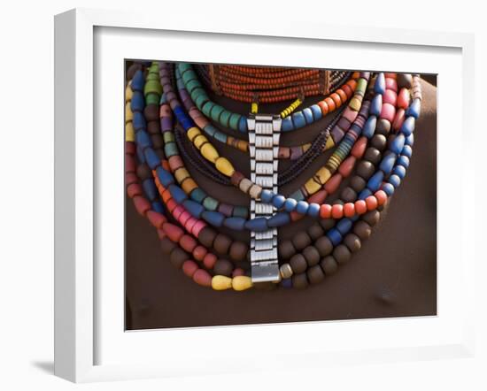 Close-Up of Bead Necklaces of a Hamer Woman, Turmi, Omo Region, Ethiopia, Africa-Carlo Morucchio-Framed Photographic Print