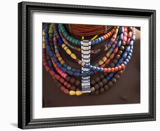 Close-Up of Bead Necklaces of a Hamer Woman, Turmi, Omo Region, Ethiopia, Africa-Carlo Morucchio-Framed Photographic Print