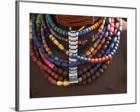 Close-Up of Bead Necklaces of a Hamer Woman, Turmi, Omo Region, Ethiopia, Africa-Carlo Morucchio-Framed Photographic Print