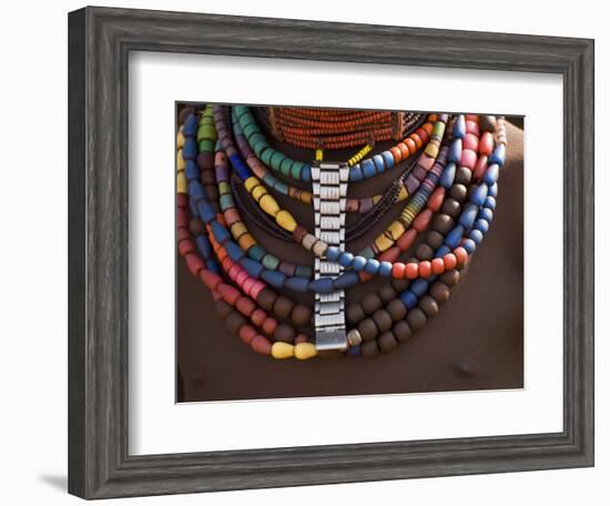 Close-Up of Bead Necklaces of a Hamer Woman, Turmi, Omo Region, Ethiopia, Africa-Carlo Morucchio-Framed Photographic Print