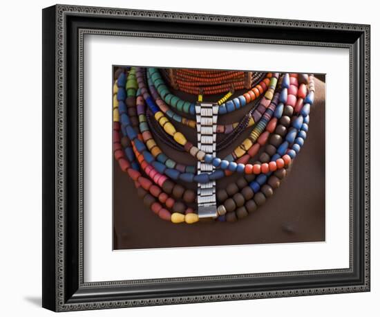 Close-Up of Bead Necklaces of a Hamer Woman, Turmi, Omo Region, Ethiopia, Africa-Carlo Morucchio-Framed Photographic Print