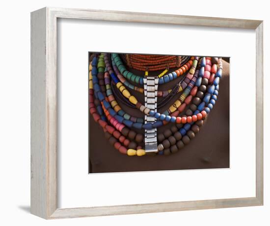 Close-Up of Bead Necklaces of a Hamer Woman, Turmi, Omo Region, Ethiopia, Africa-Carlo Morucchio-Framed Photographic Print