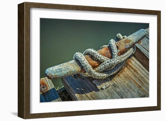 Close Up of Boat Cleat and Rope-Rona Schwarz-Framed Photographic Print