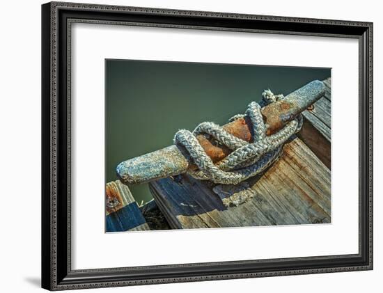 Close Up of Boat Cleat and Rope-Rona Schwarz-Framed Photographic Print