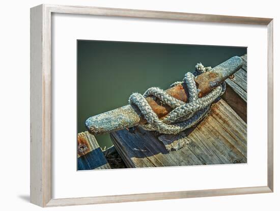 Close Up of Boat Cleat and Rope-Rona Schwarz-Framed Photographic Print