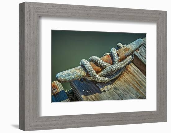 Close Up of Boat Cleat and Rope-Rona Schwarz-Framed Photographic Print