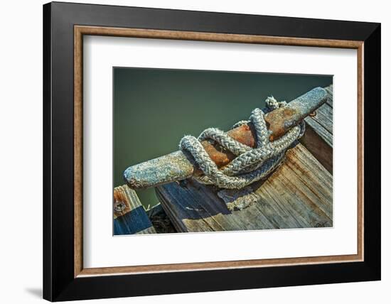 Close Up of Boat Cleat and Rope-Rona Schwarz-Framed Photographic Print