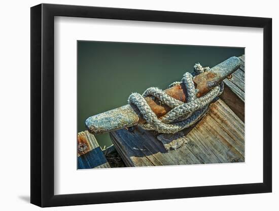 Close Up of Boat Cleat and Rope-Rona Schwarz-Framed Photographic Print