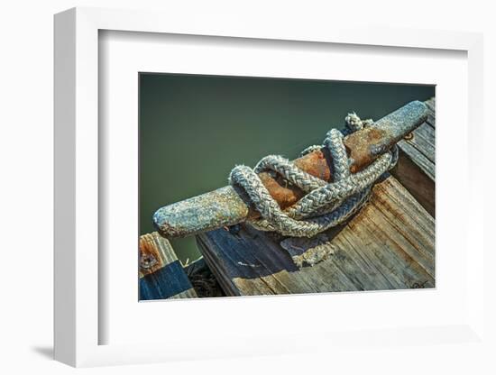 Close Up of Boat Cleat and Rope-Rona Schwarz-Framed Photographic Print