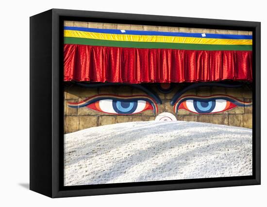 Close-Up of Bodhnath Stupa (Boudhanth) (Boudha), One of the Holiest Buddhist Sites in Kathmandu, UN-Lee Frost-Framed Premier Image Canvas