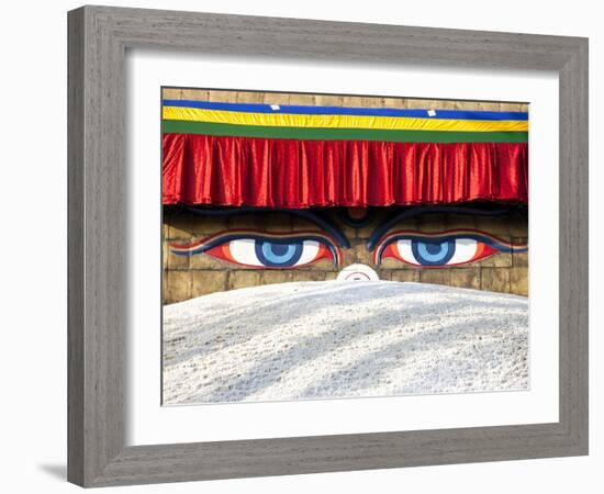 Close-Up of Bodhnath Stupa (Boudhanth) (Boudha), One of the Holiest Buddhist Sites in Kathmandu, UN-Lee Frost-Framed Photographic Print