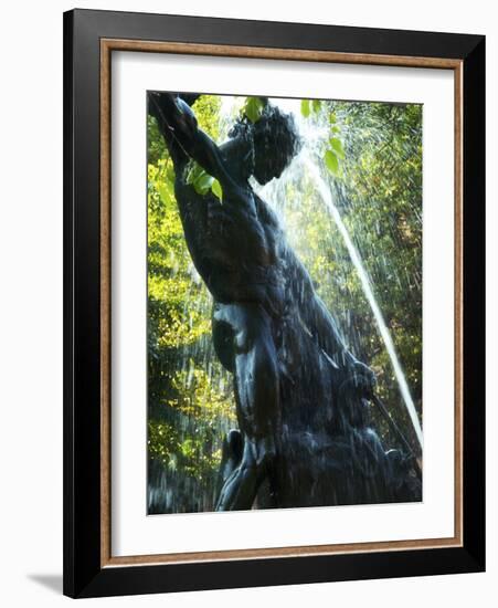 Close-up of Bronze Statue and Fountain in Mariatorget Square, Stockholm, Sweden-Nancy & Steve Ross-Framed Photographic Print