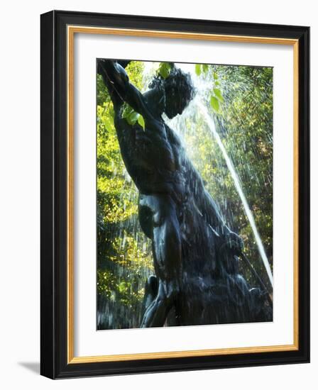 Close-up of Bronze Statue and Fountain in Mariatorget Square, Stockholm, Sweden-Nancy & Steve Ross-Framed Photographic Print