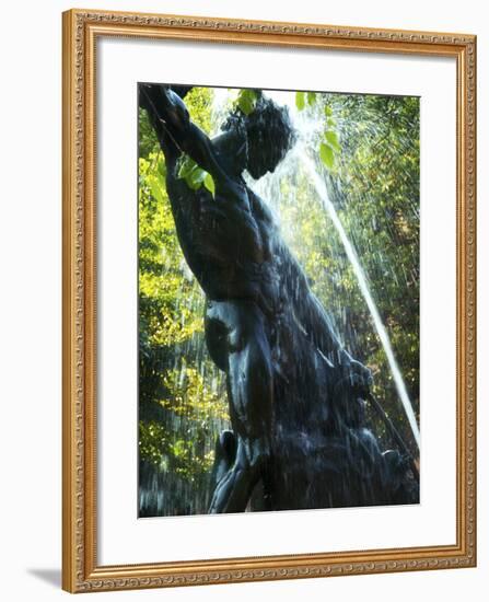 Close-up of Bronze Statue and Fountain in Mariatorget Square, Stockholm, Sweden-Nancy & Steve Ross-Framed Photographic Print