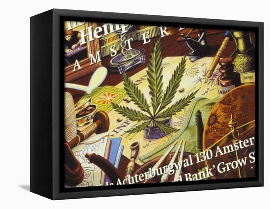 Close-Up of Cannabis Shop Sign, Amsterdam, the Netherlands (Holland)-Richard Nebesky-Framed Premier Image Canvas