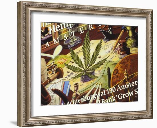 Close-Up of Cannabis Shop Sign, Amsterdam, the Netherlands (Holland)-Richard Nebesky-Framed Photographic Print