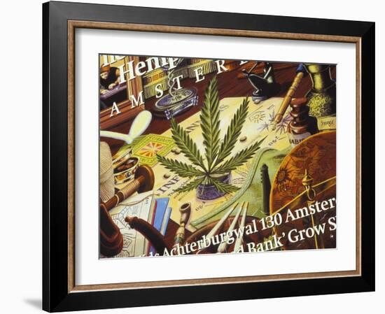 Close-Up of Cannabis Shop Sign, Amsterdam, the Netherlands (Holland)-Richard Nebesky-Framed Photographic Print