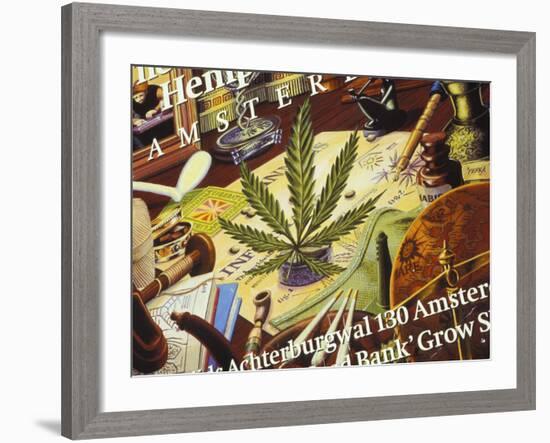 Close-Up of Cannabis Shop Sign, Amsterdam, the Netherlands (Holland)-Richard Nebesky-Framed Photographic Print