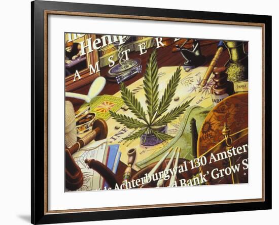 Close-Up of Cannabis Shop Sign, Amsterdam, the Netherlands (Holland)-Richard Nebesky-Framed Photographic Print