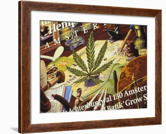 Close-Up of Cannabis Shop Sign, Amsterdam, the Netherlands (Holland)-Richard Nebesky-Framed Photographic Print