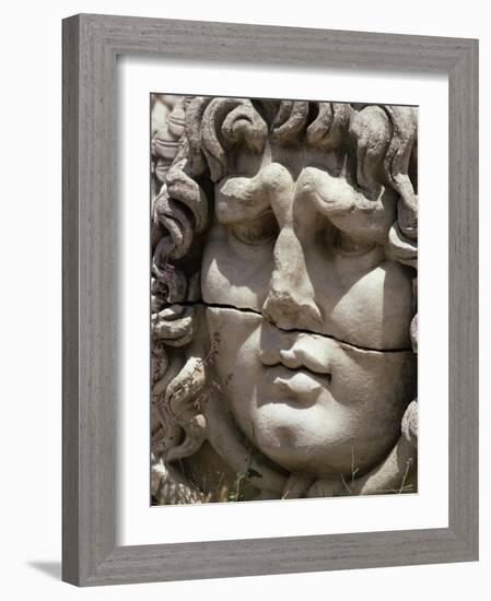 Close-Up of Carved Head, Didyma, Anatolia, Turkey, Eurasia-Christina Gascoigne-Framed Photographic Print