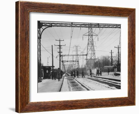 Close Up of Chicago North Shore Railroad Commuters-Francis Miller-Framed Photographic Print