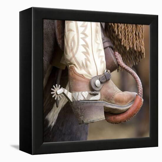 Close-Up of Cowboy Boot and Spurs at Sombrero Ranch, Craig, Colorado, USA-Carol Walker-Framed Premier Image Canvas