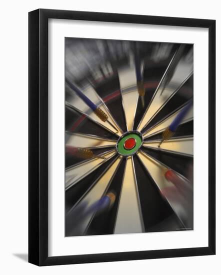 Close-up of Darts on a Dartboard-null-Framed Photographic Print