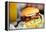 Close up of Delicious Fresh Burger with Cheese and Bacon-BlueOrange Studio-Framed Premier Image Canvas