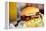 Close up of Delicious Fresh Burger with Cheese and Bacon-BlueOrange Studio-Framed Premier Image Canvas