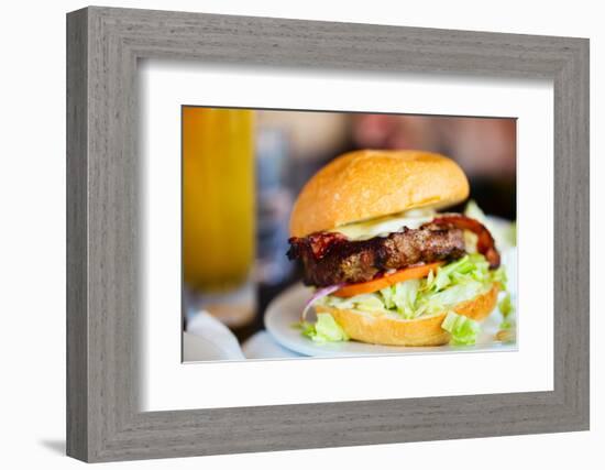 Close up of Delicious Fresh Burger with Cheese and Bacon-BlueOrange Studio-Framed Photographic Print