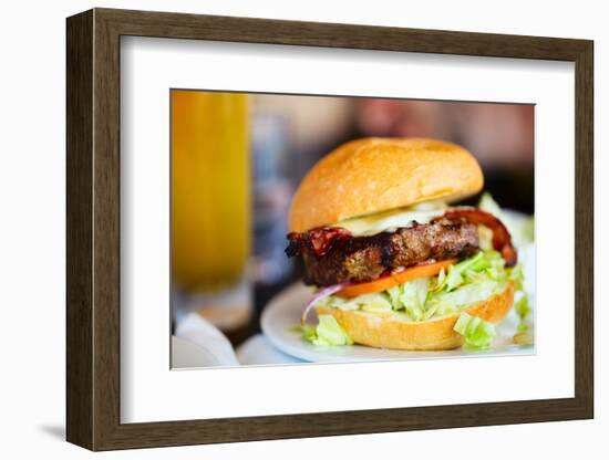 Close up of Delicious Fresh Burger with Cheese and Bacon-BlueOrange Studio-Framed Photographic Print