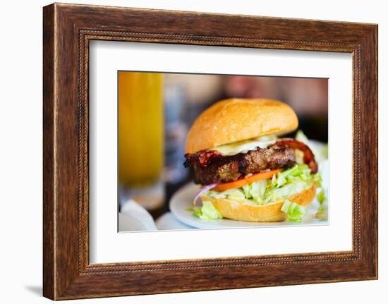 Close up of Delicious Fresh Burger with Cheese and Bacon-BlueOrange Studio-Framed Photographic Print