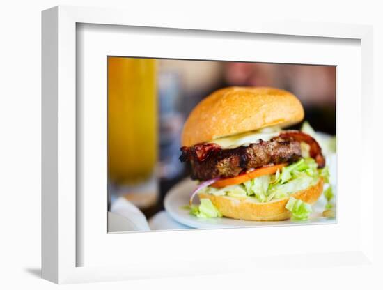 Close up of Delicious Fresh Burger with Cheese and Bacon-BlueOrange Studio-Framed Photographic Print