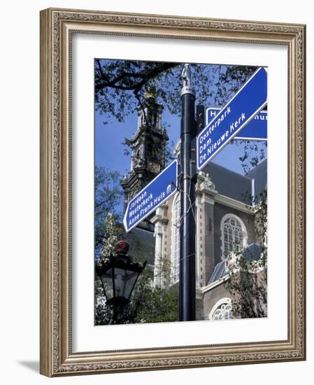 Close-Up of Direction Sign for Major Sights Along Canal, Amsterdam, the Netherlands (Holland)-Richard Nebesky-Framed Photographic Print