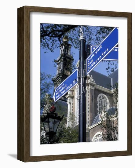 Close-Up of Direction Sign for Major Sights Along Canal, Amsterdam, the Netherlands (Holland)-Richard Nebesky-Framed Photographic Print