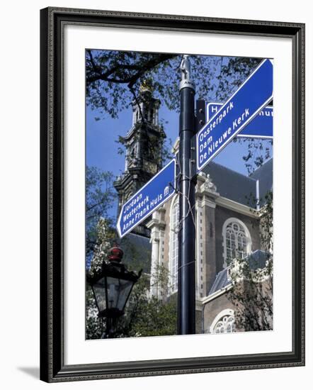 Close-Up of Direction Sign for Major Sights Along Canal, Amsterdam, the Netherlands (Holland)-Richard Nebesky-Framed Photographic Print