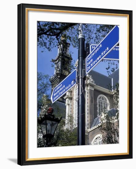 Close-Up of Direction Sign for Major Sights Along Canal, Amsterdam, the Netherlands (Holland)-Richard Nebesky-Framed Photographic Print