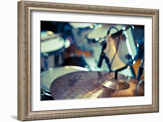 Close Up of Drum Kit with Cymbal and Tom Toms-Will Wilkinson-Framed Photographic Print