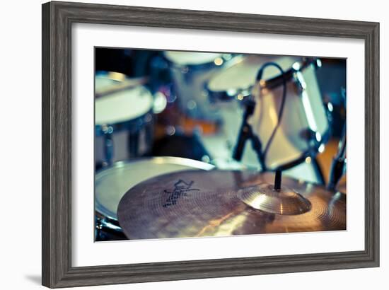 Close Up of Drum Kit with Cymbal and Tom Toms-Will Wilkinson-Framed Photographic Print