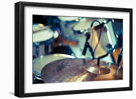 Close Up of Drum Kit with Cymbal and Tom Toms-Will Wilkinson-Framed Photographic Print