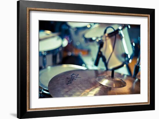 Close Up of Drum Kit with Cymbal and Tom Toms-Will Wilkinson-Framed Photographic Print