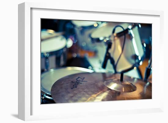 Close Up of Drum Kit with Cymbal and Tom Toms-Will Wilkinson-Framed Photographic Print